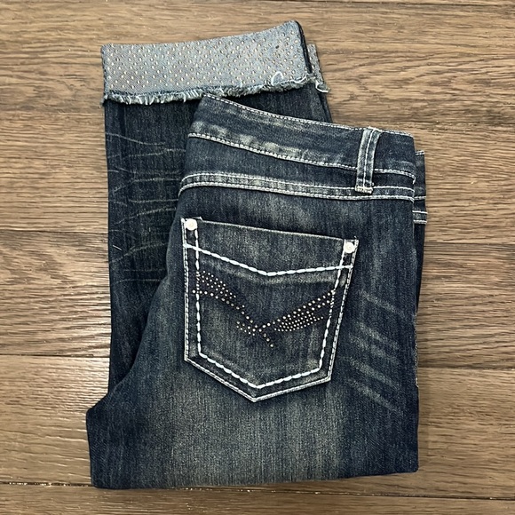 Inc denim capri jeans with rhinestone studded design - Picture 8 of 12